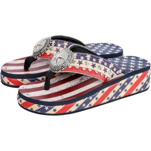 imageMontana West Patriotic Wedge Flip Flops For Women Rhinestones Summer American Flag Wedge Sandals US07S089RD6