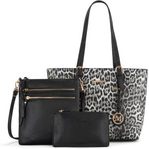 imageMontana West Purses for Women Tote Bag 3Pcs Set Leopard Print Satchel Handbags055 Black