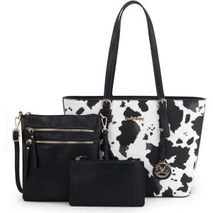 imageMontana West Purses for Women Tote Bag 3Pcs Set Leopard Print Satchel Handbags055 Cow Black
