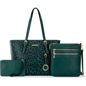 imageMontana West Purses for Women Tote Bag 3Pcs Set Leopard Print Satchel Handbags055 Dark Green Turquoise