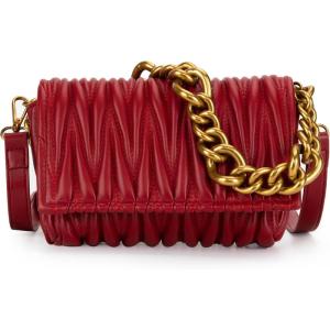 imageMontana West Quilted Handbags for Women Crossbody Bags Trendy Small Purses and Top Handle HandbagsCrimson