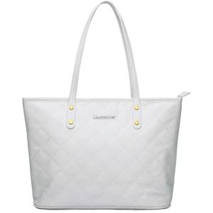 imageMontana West Quilted Tote Bag for Women Large Shoulder Bag Fashion Handbags with Top ZipperAngels White