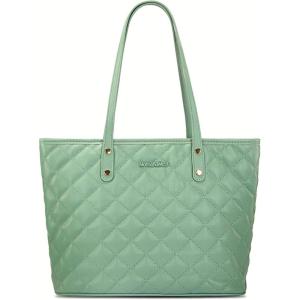 imageMontana West Quilted Tote Bag for Women Large Shoulder Bag Fashion Handbags with Top ZipperBright Light Green