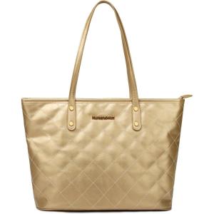 imageMontana West Quilted Tote Bag for Women Large Shoulder Bag Fashion Handbags with Top ZipperCold Quilted Gold