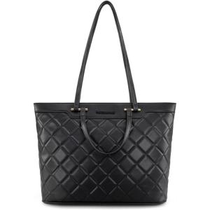 imageMontana West Quilted Tote Bag for Women Large Shoulder Bag Fashion Handbags with Top ZipperNewblack