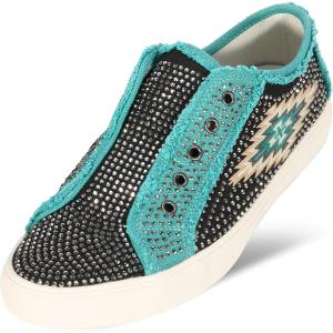 imageMontana West Slipon Shoes for Women Casual Sneakers Fashion Western Bling Walking Shoes Womens LowTop Canvas Loafers 900S018BK8 Aeblacks018