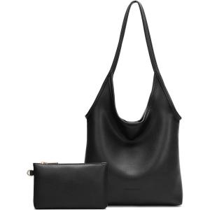 imageMontana West Slouchy Hobo Bags for Women Soft Designer Shoulder Purses Ladies Top Handle Handbag1rich Black