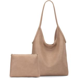 imageMontana West Slouchy Hobo Bags for Women Soft Designer Shoulder Purses Ladies Top Handle HandbagA Beige