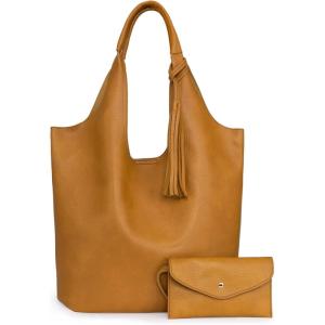 imageMontana West Slouchy Hobo Bags for Women Soft Designer Shoulder Purses Ladies Top Handle HandbagTawny Brown