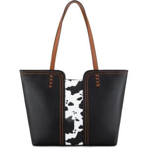 imageMontana West Tote Bag for Women Top Handle Satchel PurseCow Print Black
