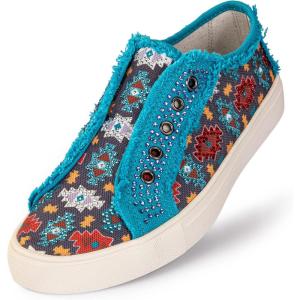 imageMontana West Womens Slip On Sneakers Casual Loafers Rhinestone Walking Shoes Art Ethnics Painted Travel Shoes 900S029BL6