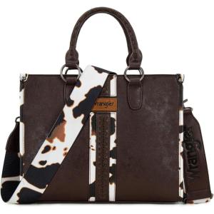 imageMontana West Wrangler Cow Print Tote Bag for Women Western Purse Boho Top Handle Satchel HandbagCow Coffee