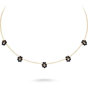 imageWrangler Gold Choker Necklace for Women Statement 14K Plated Bead Daisy Flower Charm Chains JewelryBlack