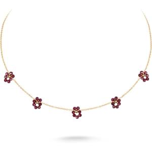 imageWrangler Gold Choker Necklace for Women Statement 14K Plated Bead Daisy Flower Charm Chains JewelryBurgundy