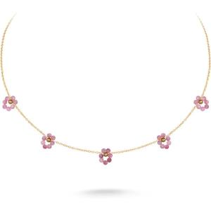 imageWrangler Gold Choker Necklace for Women Statement 14K Plated Bead Daisy Flower Charm Chains JewelryPink