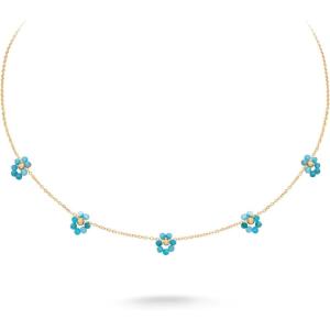 imageWrangler Gold Choker Necklace for Women Statement 14K Plated Bead Daisy Flower Charm Chains JewelryTurquoise