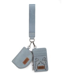 imageWrangler KeyChain Wristlet Wallets for Women Western Dual Pouch Wristlet Embroidered Boot Scroll Card Holder Wallet With ZipperJean