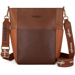 imageWrangler Large Crossbody Bag for Women Vegan Leather Cross Body Purse with Guitar StrapCoffee Brown