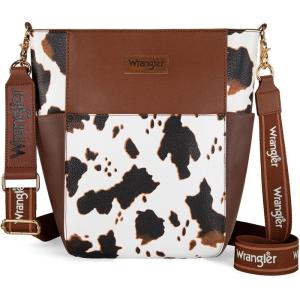 imageWrangler Large Crossbody Bag for Women Vegan Leather Cross Body Purse with Guitar StrapCow Coffee