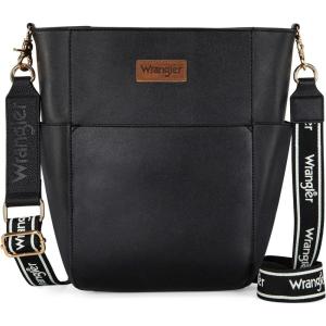 imageWrangler Large Crossbody Bag for Women Vegan Leather Cross Body Purse with Guitar StrapRich Black