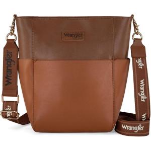 imageWrangler Large Crossbody Bag for Women Vegan Leather Cross Body Purse with Guitar StrapSaddle Brown