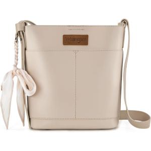imageWrangler Large Crossbody Purse for Women Cross Body Bag with ScarvesCream Tan
