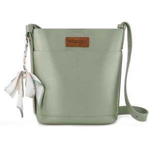 imageWrangler Large Crossbody Purse for Women Cross Body Bag with ScarvesPastel Green