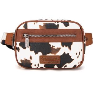 imageWrangler Waist Pack for Women Cow Print Fanny Pack Mens Crossbody Belt Bag With Guitar Strap BlackBBrown
