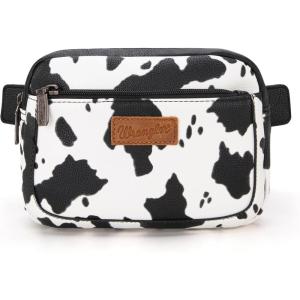 imageWrangler Waist Pack for Women Cow Print Fanny Pack Mens Crossbody Belt Bag With Guitar Strap BlackBlack