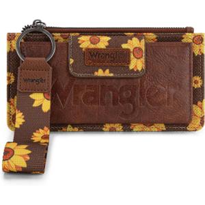 imageWrangler Wristlet Wallets for Women Western Clutch Purse Rfid Wallet WomensArtistsunflower Brown