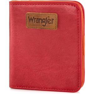 imageX Wrangler Small Leopard Print Wallets for Women Slim Thin Wallet Card Cases Money Organizer Thin Mini Pocket Wallet with Rfid Lining and A Coin PurseRed