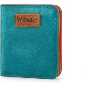 imageX Wrangler Small Leopard Print Wallets for Women Slim Thin Wallet Card Cases Money Organizer Thin Mini Pocket Wallet with Rfid Lining and A Coin PurseTurquoise