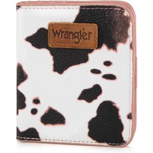 imageX Wrangler Small Leopard Print Wallets for Women Slim Thin Wallet Card Cases Money Organizer Thin Mini Pocket Wallet with Rfid Lining and A Coin PurseCow Pink