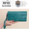 imageMontana West Wallets for Women Large Phone Wristlet Wallets Trifold Money Organizers with Coin Purse and Wrist StrapTurquoise
