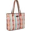 imageMontana West Wrangler Tote Bag for Women Canvas Shoulder Handbag Aztec PurseMultiple Coral Brown