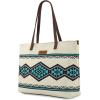 imageMontana West Wrangler Tote Bag for Women Canvas Shoulder Handbag Aztec PurseNeon Beige