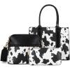 imageWrangler 3Pcs Purses for Women Tote Bag Crossbody Handbag Sets with StrapCow Black