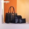 imageWrangler 3Pcs Purses for Women Tote Bag Crossbody Handbag Sets with StrapCrocodile Black
