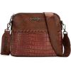 imageWrangler 3Pcs Purses for Women Tote Bag Crossbody Handbag Sets with StrapCrocodile Brown