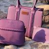imageWrangler 3Pcs Purses for Women Tote Bag Crossbody Handbag Sets with StrapPurple