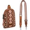 imageWrangler Aztec Crossbody Sling Bags for Women Southwestern Print Purse with Detachable StrapAztecdark Brown