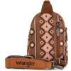imageWrangler Aztec Crossbody Sling Bags for Women Southwestern Print Purse with Detachable StrapAztecdark Brown