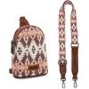 imageWrangler Aztec Crossbody Sling Bags for Women Southwestern Print Purse with Detachable StrapAzteclight Coffee
