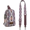 imageWrangler Aztec Crossbody Sling Bags for Women Southwestern Print Purse with Detachable StrapAzteclight Violet