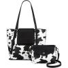 imageMontana West Wrangler 2Pcs Handbag Sets Purses for Women Medium Tote Bag Crossbody PursesCow Print Black