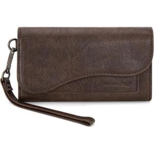 imageMontana West Wallets for Women Large Phone Wristlet Wallets Trifold Money Organizers with Coin Purse and Wrist StrapCoffee