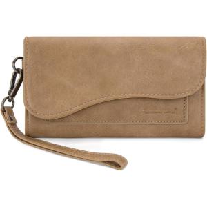 imageMontana West Wallets for Women Large Phone Wristlet Wallets Trifold Money Organizers with Coin Purse and Wrist StrapKhaki