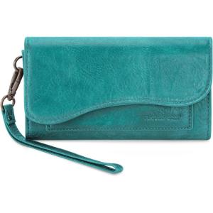 imageMontana West Wallets for Women Large Phone Wristlet Wallets Trifold Money Organizers with Coin Purse and Wrist StrapTurquoise