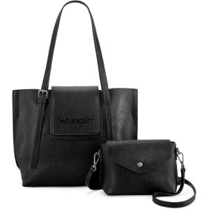 imageMontana West Wrangler 2Pcs Handbag Sets Purses for Women Medium Tote Bag Crossbody PursesBlack
