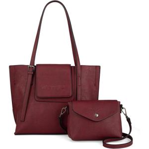imageMontana West Wrangler 2Pcs Handbag Sets Purses for Women Medium Tote Bag Crossbody PursesBurgundy